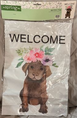 New Dog Welcome Garden Flag
