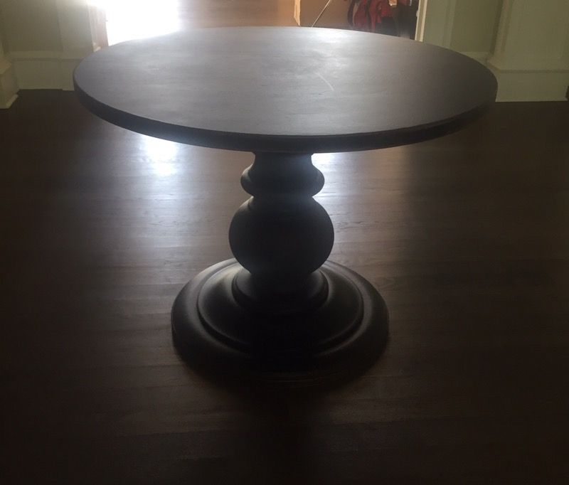 Dawson Wood Large Pedestal table, weathered black-Pottery Barn