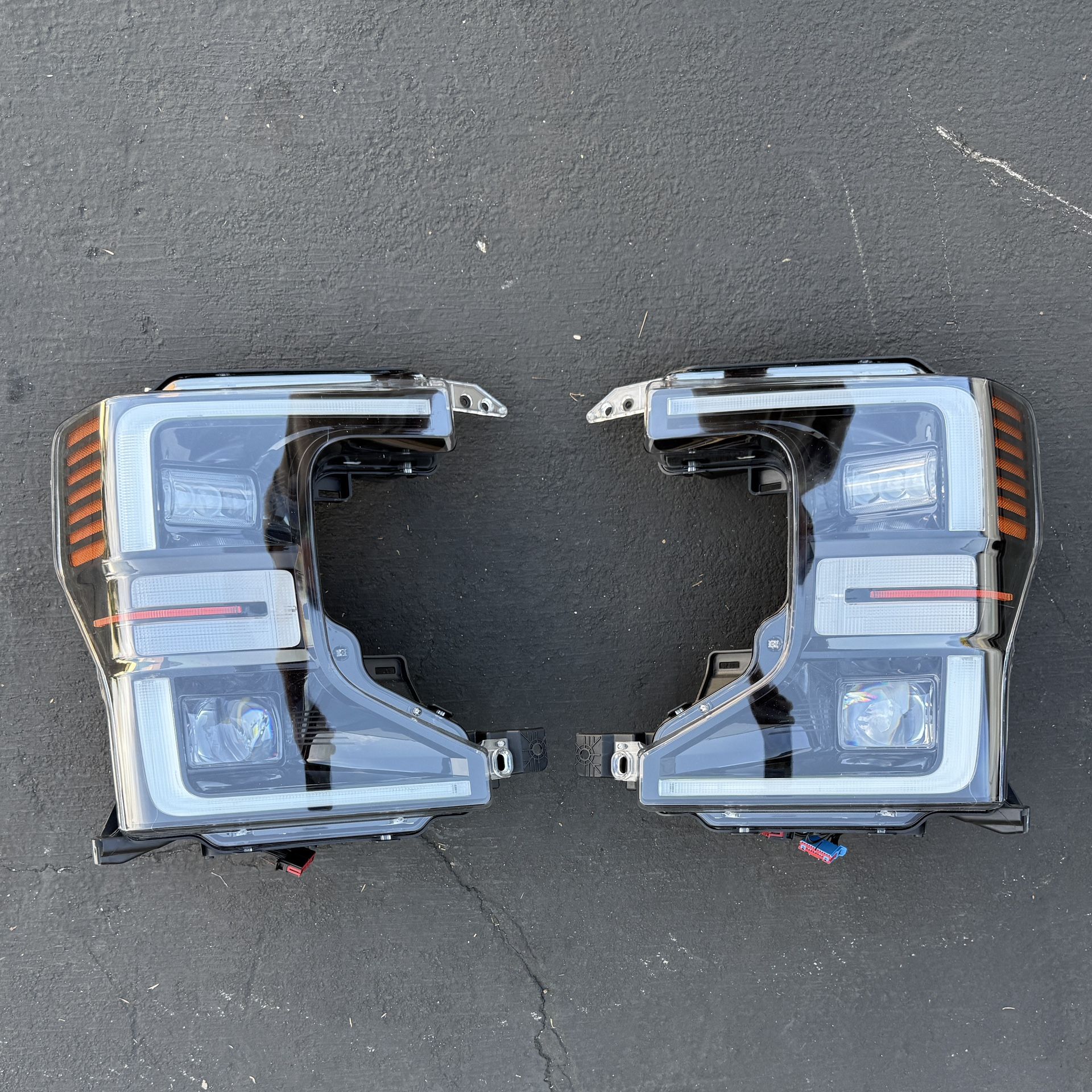 Pair 2020-2022 Ford F250 F350 F-250 SuperDuty Black Full LED Headlights Left Right Side Headlamps