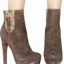 Rachel Zoe Audrey Suede & Snakeskin Boots sz 9.5 M