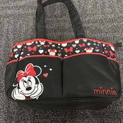 Disney Minnie Mouse Black Diaper Bag Tote Baby Travel Bag Multi-Pocket Storage
