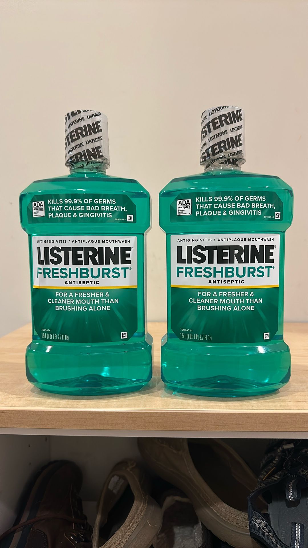 Large 1.5 liter Listerine mouthwash: $7 each