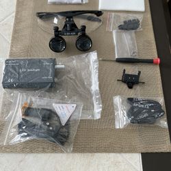 3.5 X 16.535  In Binocular Magnifying Glass With LED Main Light Silver Aluminum Case, Premium Optics Offer Lean Images