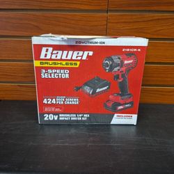 Bauer 20V Brushless 1/4" Hex Impact Driver Kit 2181CR-K