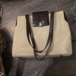 Ralph Lauren Linen &Croc Purse