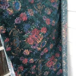 2.5 Yards of Green Floral Upholstery Damask Woven Sewing Fabric