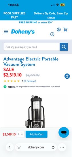 Advantage Electric Portable Pool Vacuum System