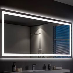 LED Mirror- 72 x 36 LED Touch Button Bathroom Vanity Mirror, Switchable Color LED with Defogger 72x36