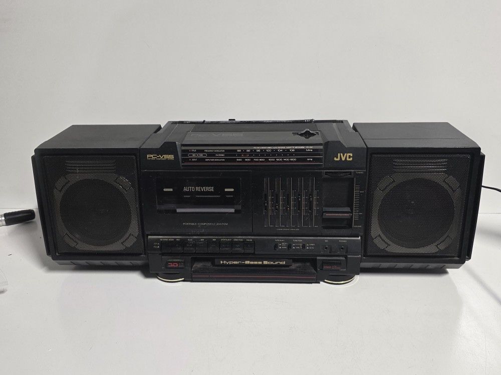 Vintage JVC PC V55 Portable Stereo Boombox Cassette Radio Hyper Bass System