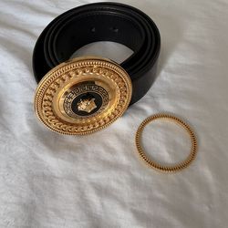 Versace Medusa Gold Buckle Leather Belt – Authentic – Size 100/40