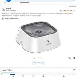 UPSKY Dog Bowl Dog Water Bowl No Spill Pet Water Bowl No Drip Slow Water Feeder Dog Bowl No-Slip Pet Water Dispenser 35oz Slow Drinking Bowl for Dogs 