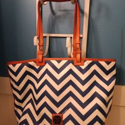 Dooney And Bourke Striped Blue And White Purse