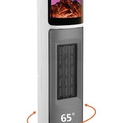 Comfort Zone 25" Oscillating Tower Space Heater with 3D Flame and Remote Control