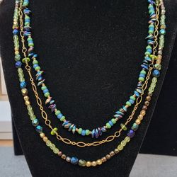 Colorful Beaded 3 Strand Necklace 