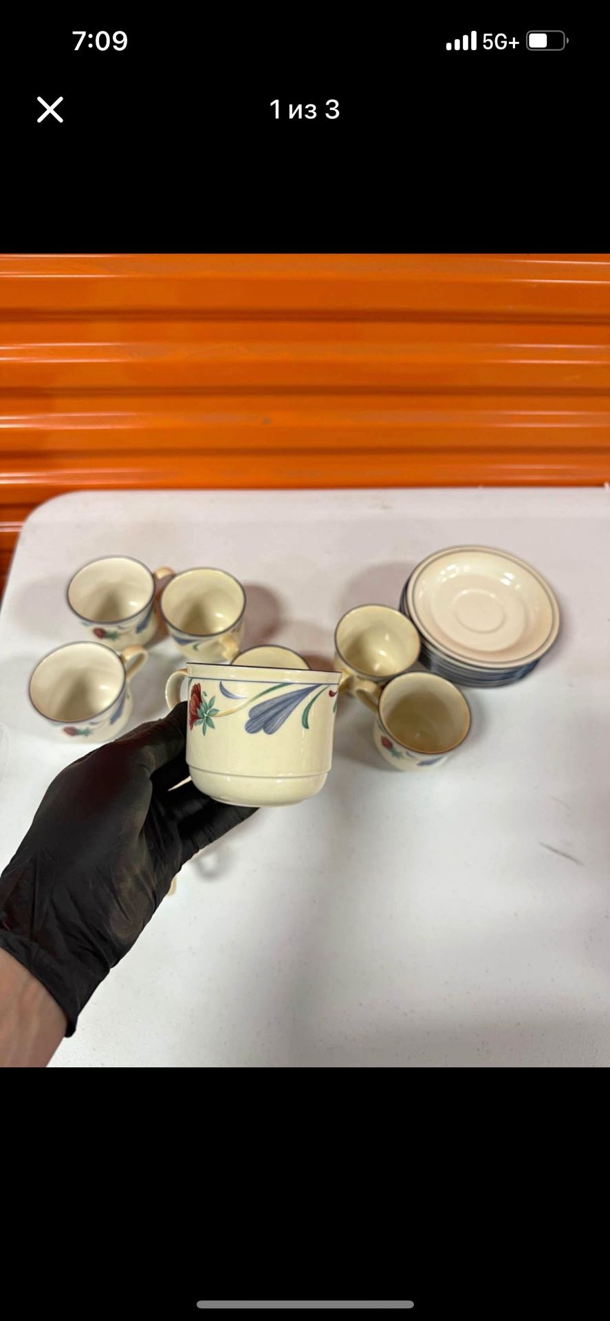 Set of 8 Coffee Cups Saucers Lenox Chinastone Blue Pinstripes Pattern Dinnerware