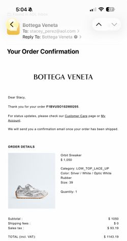 Bottega Veneta Orbit Sneaker Size 39