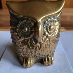 Adorable Vintage Brass Owl 