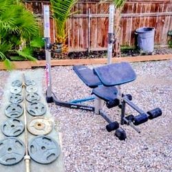 245lbs Olympic Weights+ Bench + 45lb Barbell 