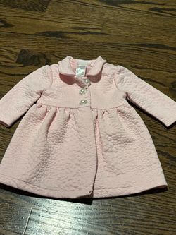 Baby Girl Pink Quilted Coat with Pearl Buttons
