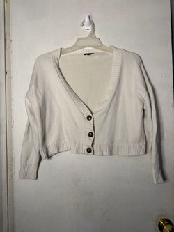 Cream Cropped Knit Cardigan
