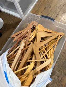 Lot of Wooden Clothes Hangers