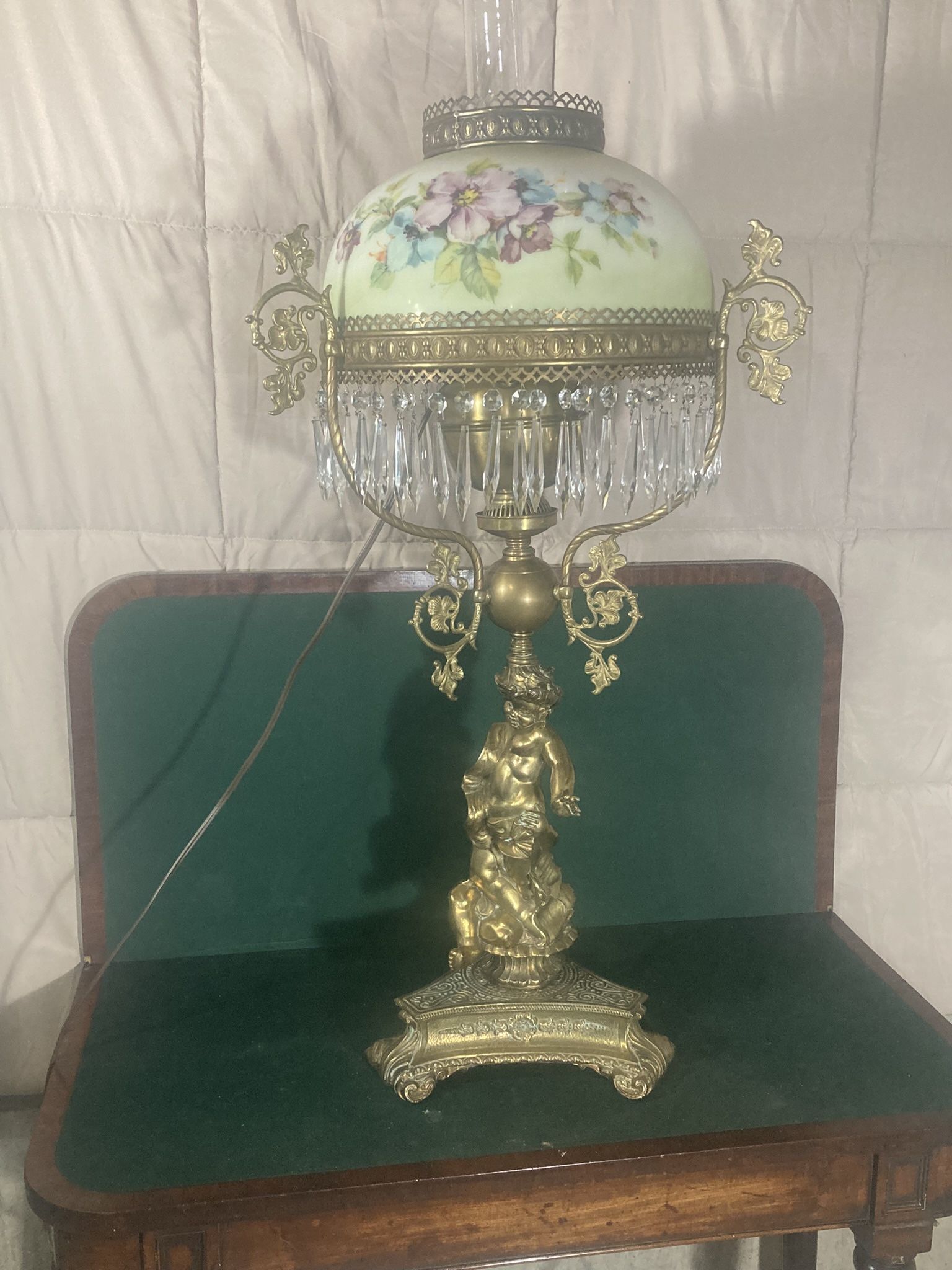 Vintage Double Cherub Banquet Lamp by Scott