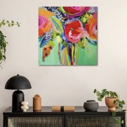 Epic Graffiti 'Ode to Summer 1' by Jacqueline Brewer, Giclee Canvas Wall Art 27” x27”