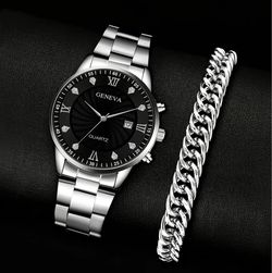 Men’s Fashion Business Quartz Watch & Link Bracelet