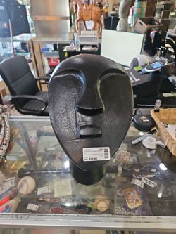 Black Abstract Face Head Sculpture