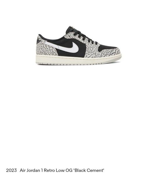 Jordan Low OG Black Cement Size