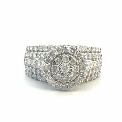 Woman’s Ladies 10k White Gold Diamond Halo Cluster Ring 4.00 CTW Size 8 GP3112303