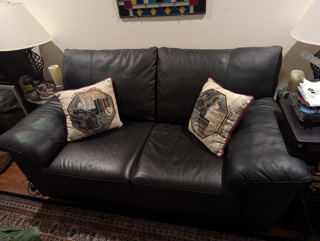 Loveseat Couch Black Faux Leather