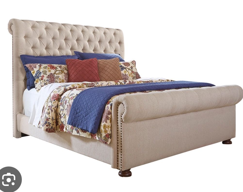 King Size Upholstered Ashley Furniture Sleigh Bed