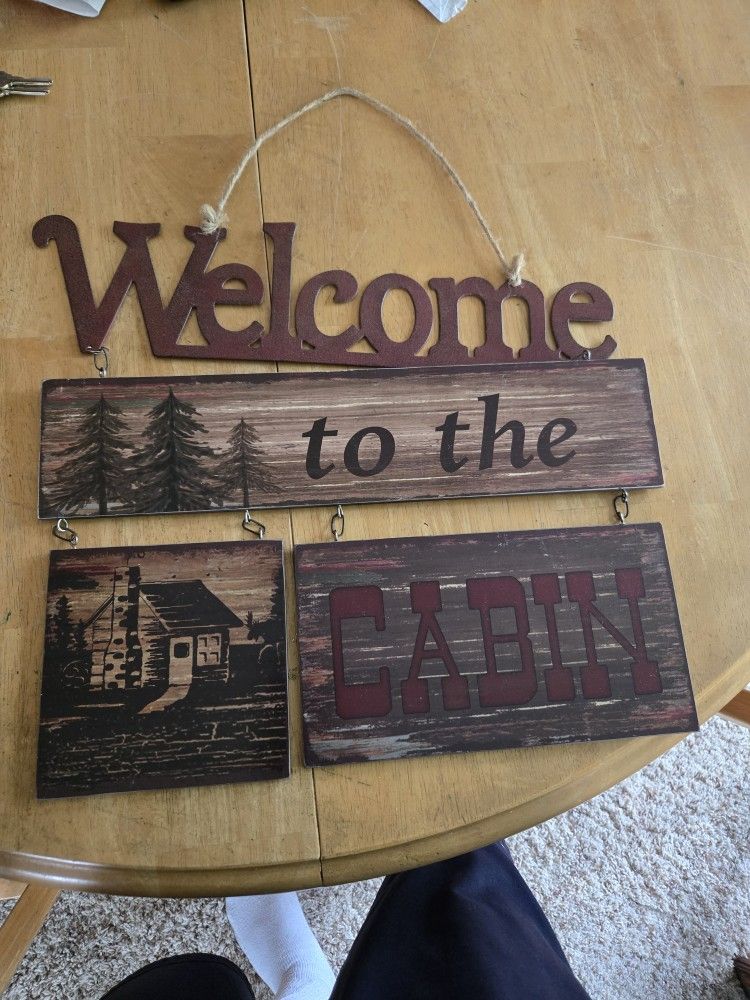 Wooden Rustic Mountains Sign