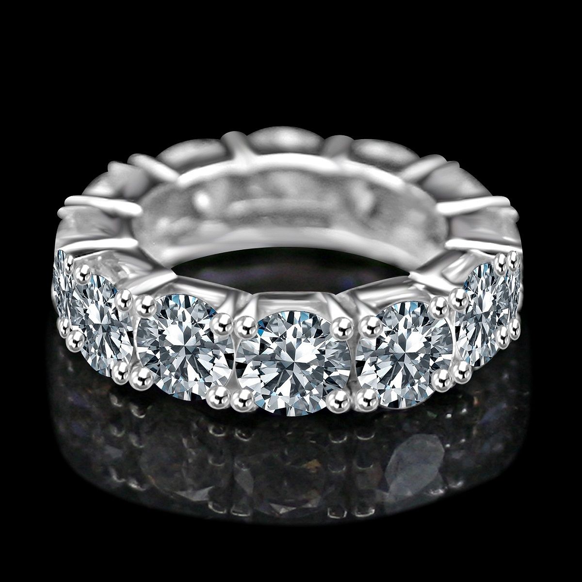 8CT TW(5.5mm)intensely Radiant Diamond Veneer cubic zirconia set in 14K Solid gold all around Wedding/Engagement Eternity Ring. 635R110K