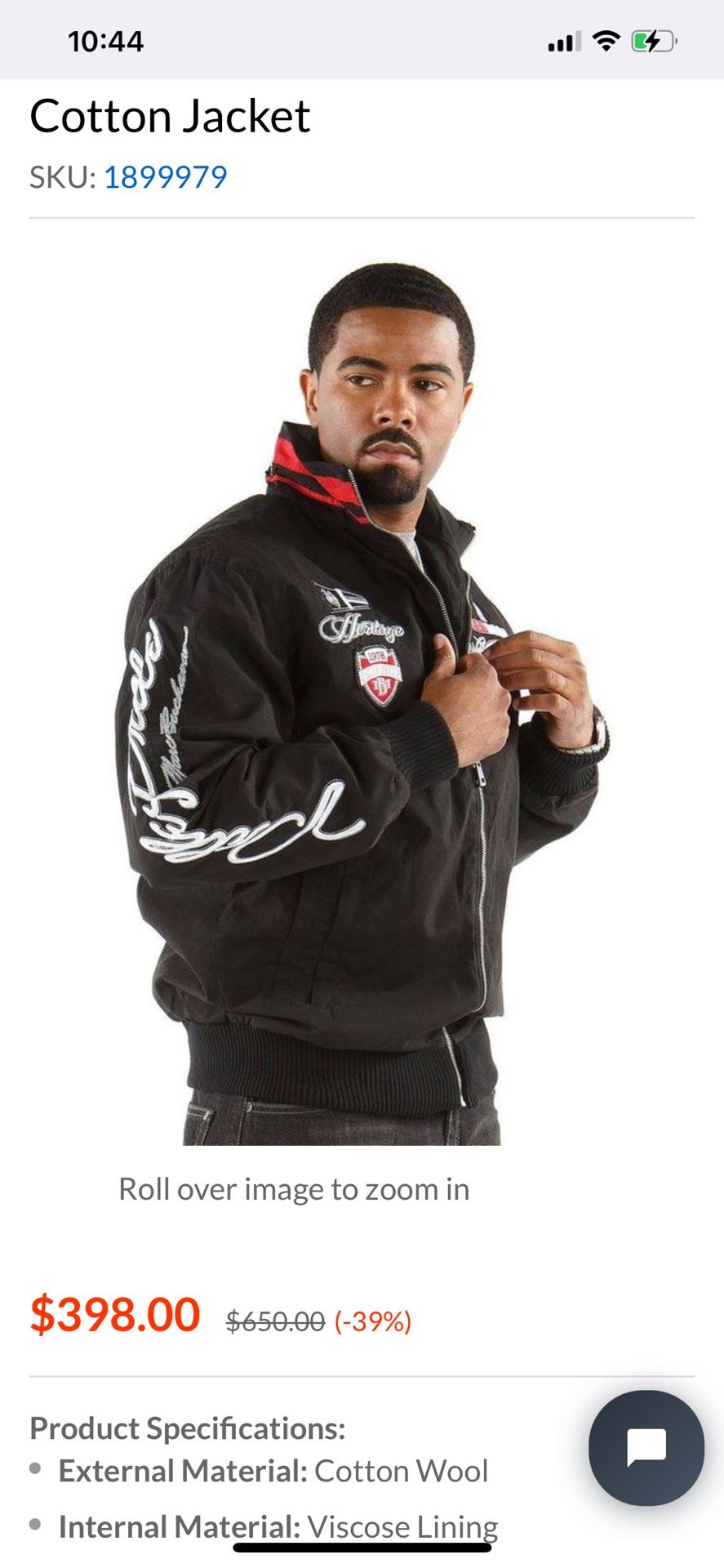 Pelle Pelle Mens Bomber Black Cotton Jacket(Size 3x)