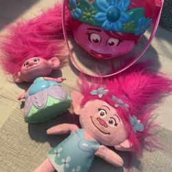 3 poppy trolls toys