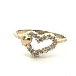Woman’s Ladies 10k Yellow Gold CZ Cubic Zirconia Heart Ring Size 6 GP3129814