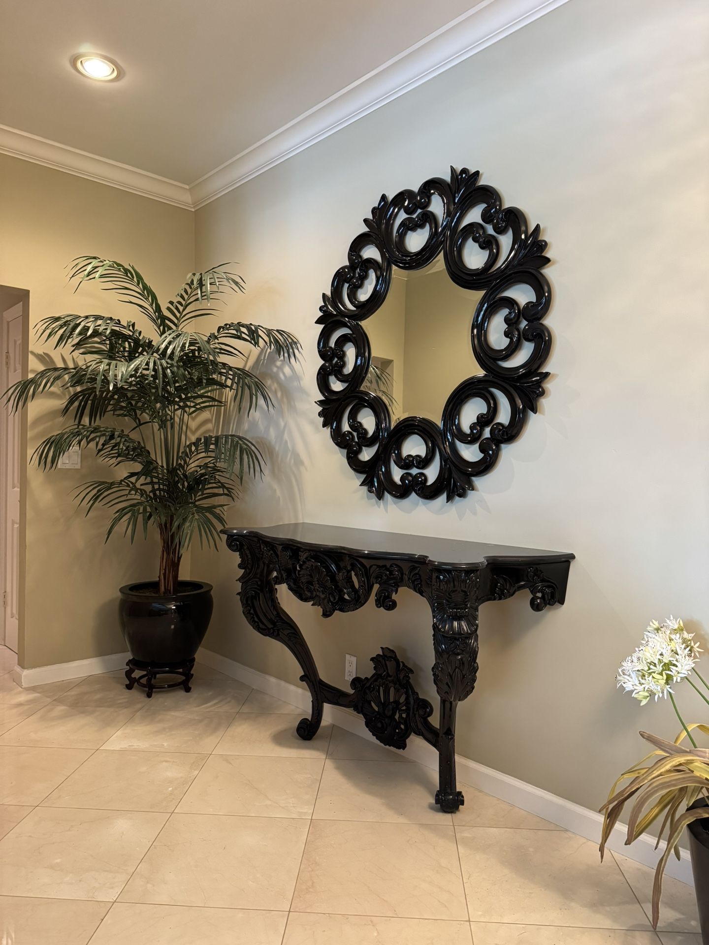 Wall Console Entry Table & Matching Mirror Set