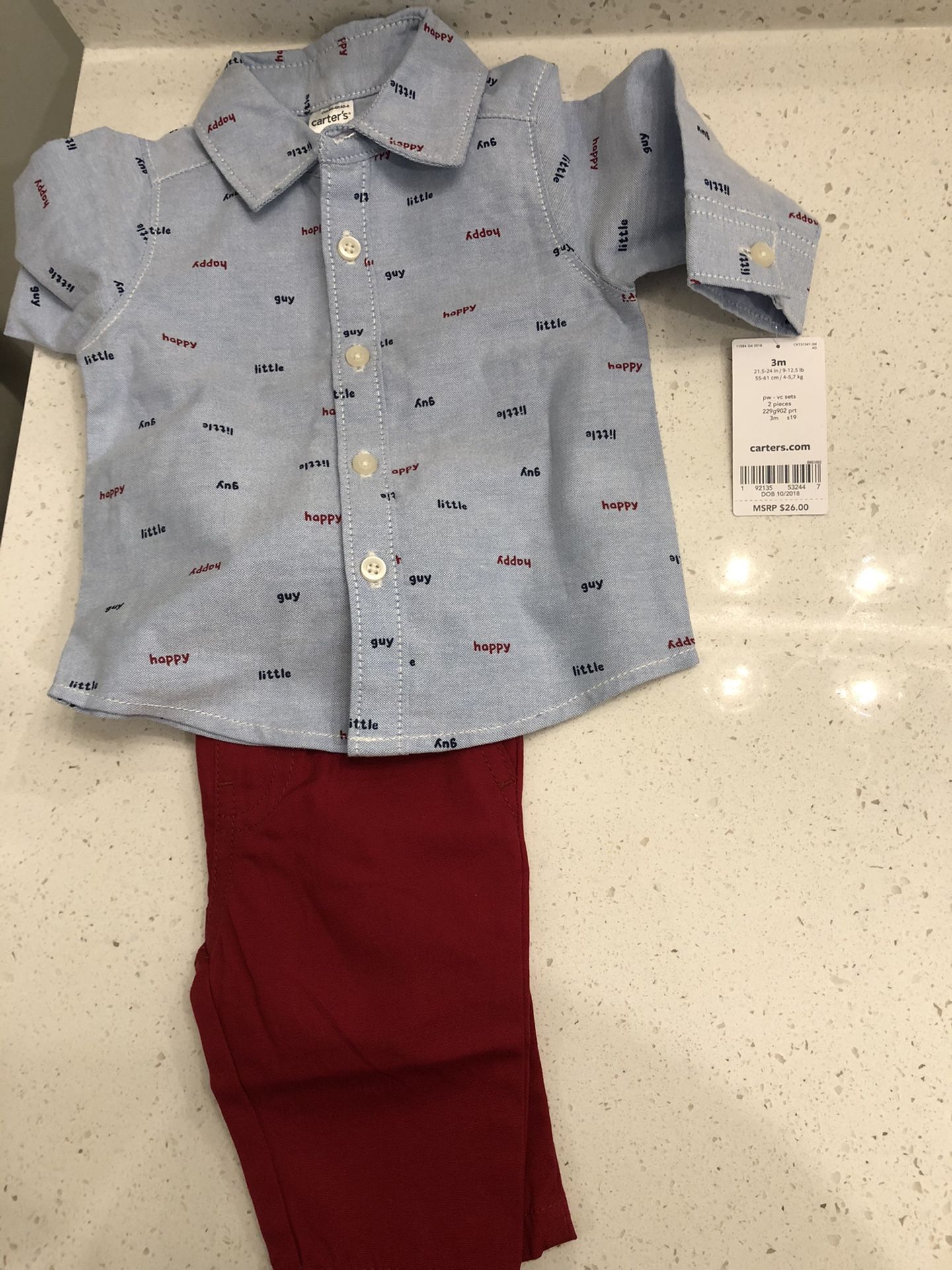 Carters casual dress shirt and pant set