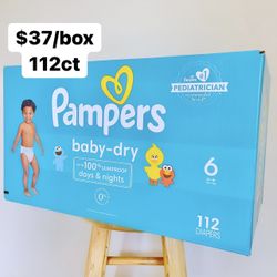 Size 6 (35+ Lbs) Pampers Baby Dry (112 Baby Diapers)