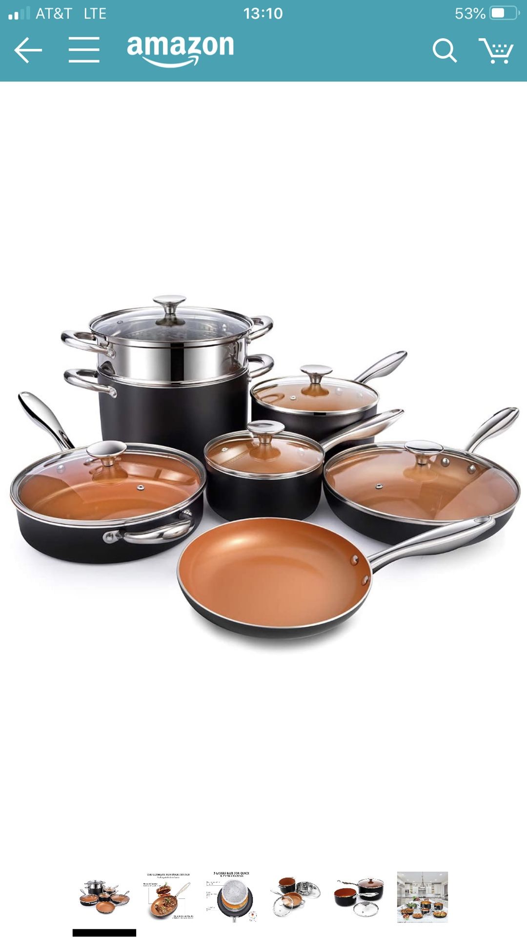 MICHELANGELO Copper Pots and Pans Set Nostick 12 Piece, Ultra Nonstick Copper Cookware Set with Ceramic Titanium Coating, Ceramic Pots and Pans Set N
