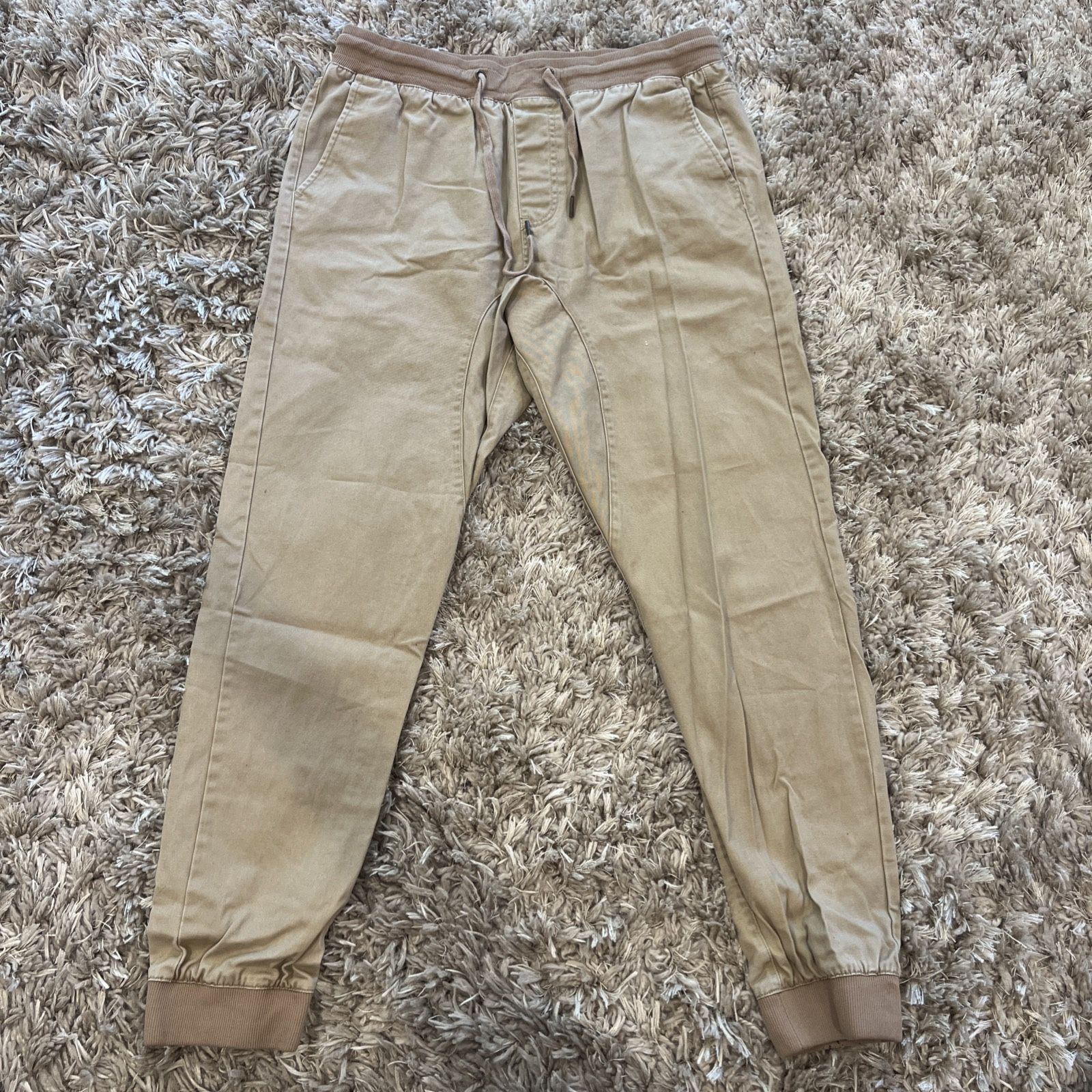 Forever 21 Men’s Jogger Pants Size Large Khaki Stretch Casual Streetwear