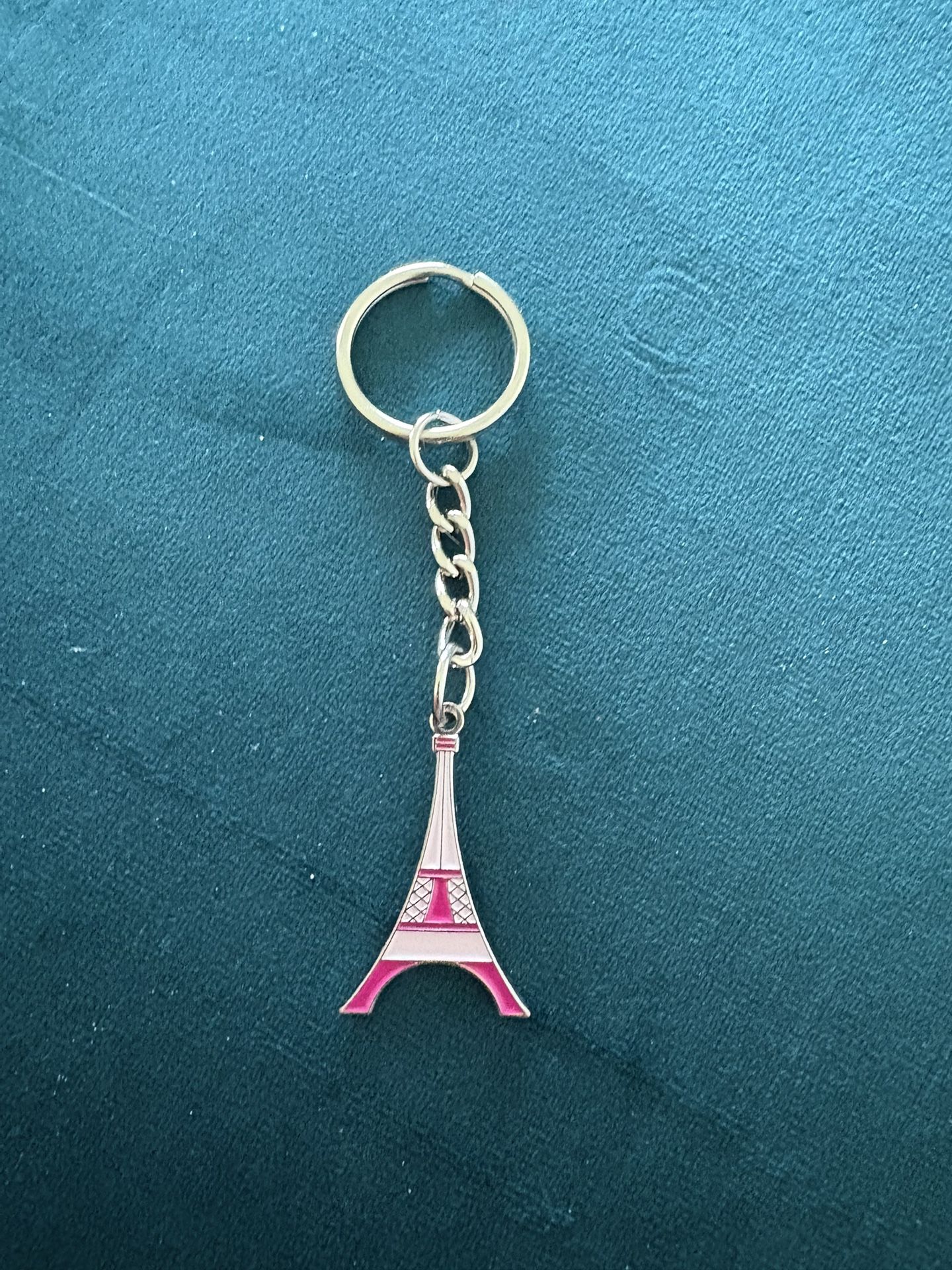Pink and Silver Eiffel Tower Keychain