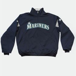 Seattle Mariners vintage majestic heavyweight therma base navy blue MLB baseball jacket 