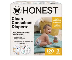 🆕 Honest Clean Conscious Diapers Size 3 – 120 Ct 👶