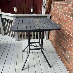 Bar height Metal Table With Umbrella Holder
