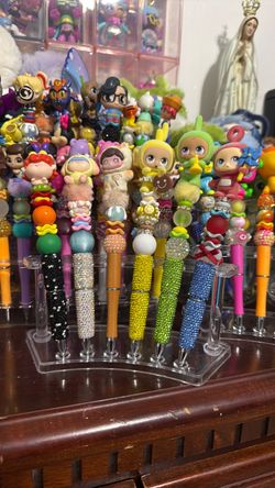 Beaded character pens