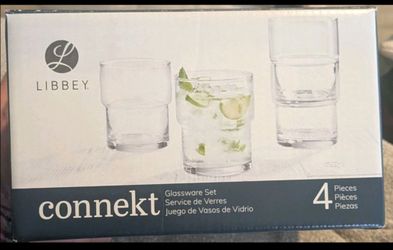 Glass cups set of four stackable