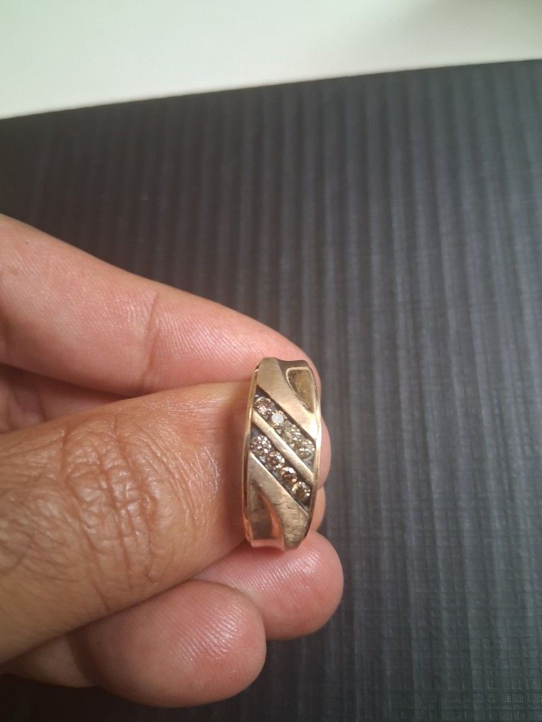 Mens 1/3 CT.T.W Champagne Diamond 10K Gold Ring
